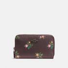 Coach Medium Zip Around Wallet With Cross Stitch Floral Print