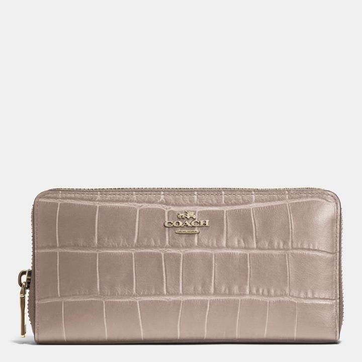 Coach Accordion Zip Wallet In Croc Embossed Leather