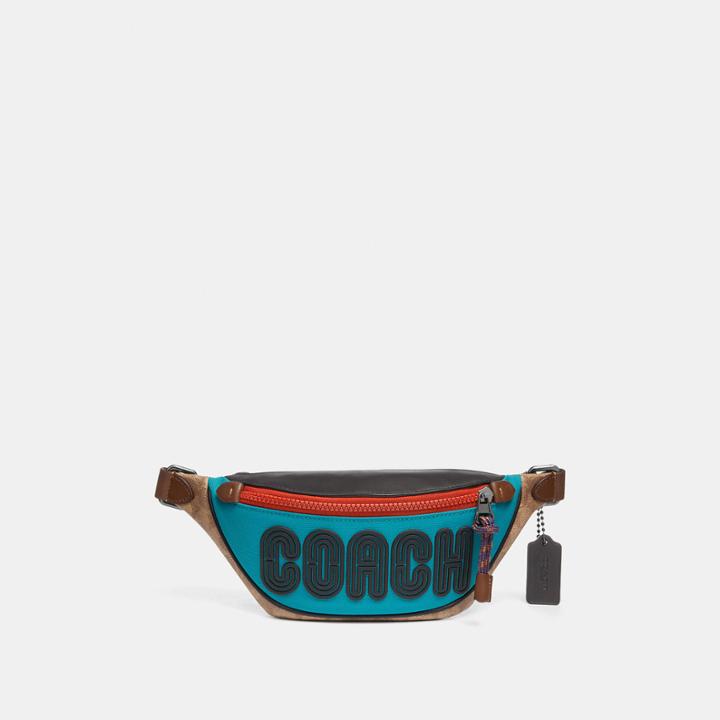 Coach Rivington Belt Bag 7 With Signature Canvas Blocking And Print