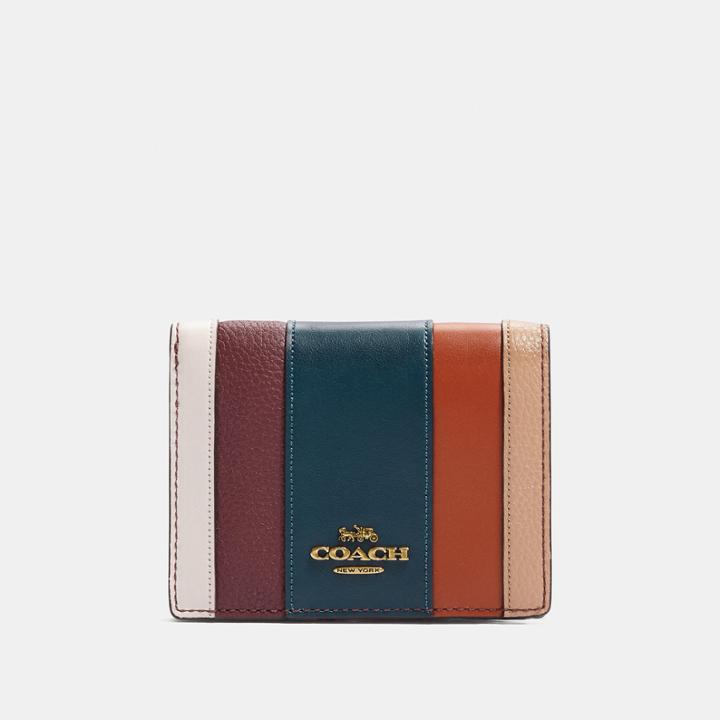 Coach Small Snap Wallet With Patchwork Stripes