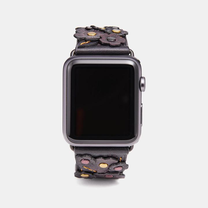 Coach Apple Watch Strap With Tea Rose Applique