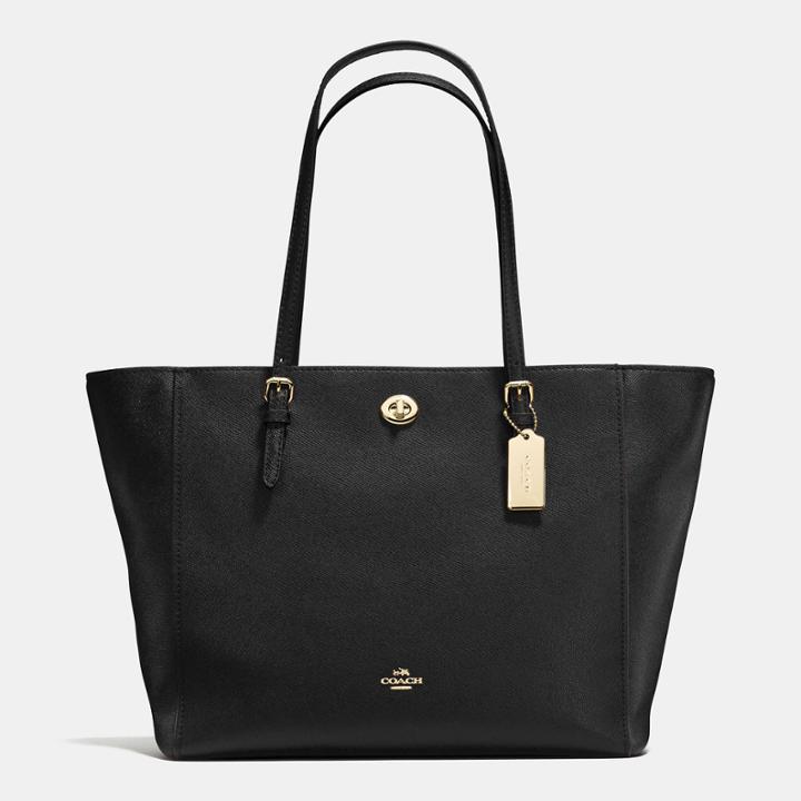 Coach Updated Turnlock Tote In Crossgrain Leather