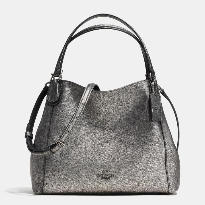 Coach Edie Shoulder Bag 28 Metallic Pebble Leather