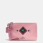 Coach Western Rivets Small Wristlet In Polished Pebble Leather