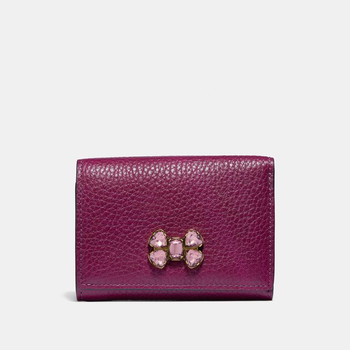 Coach Small Flap Wallet With Crystal Applique