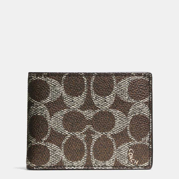 Coach Slim Billfold Id Wallet In Embossed Signature Canvas