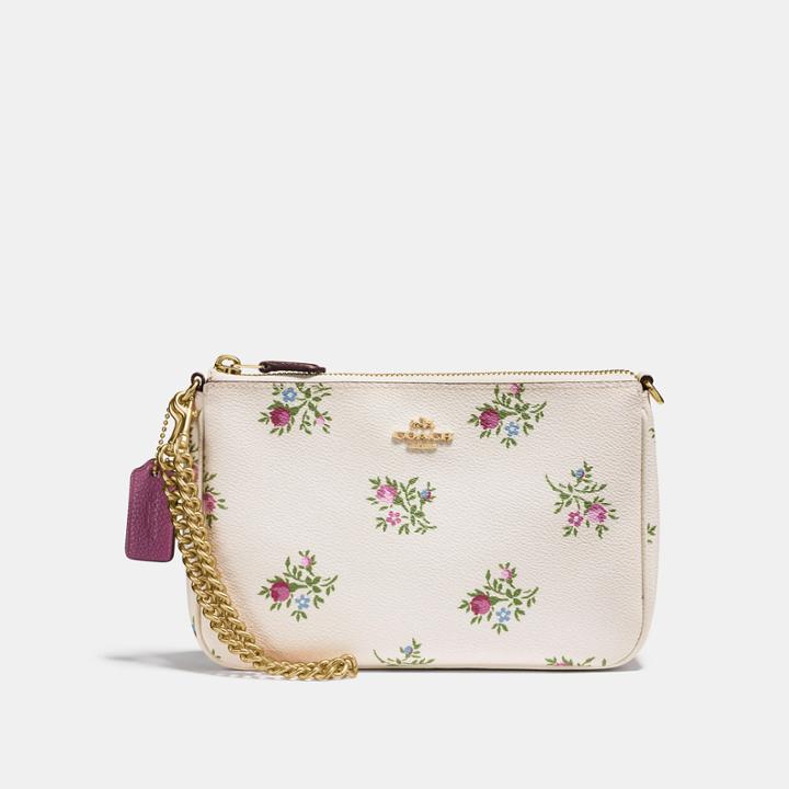 Coach Nolita Wristlet 22 With Cross Stitch Floral Print
