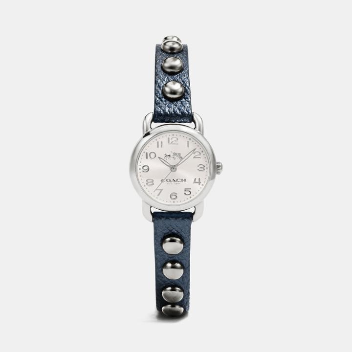 Coach Delancey Sterling Silver Studded Strap Watch