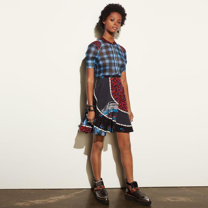 Coach Plaid Piped Blouse