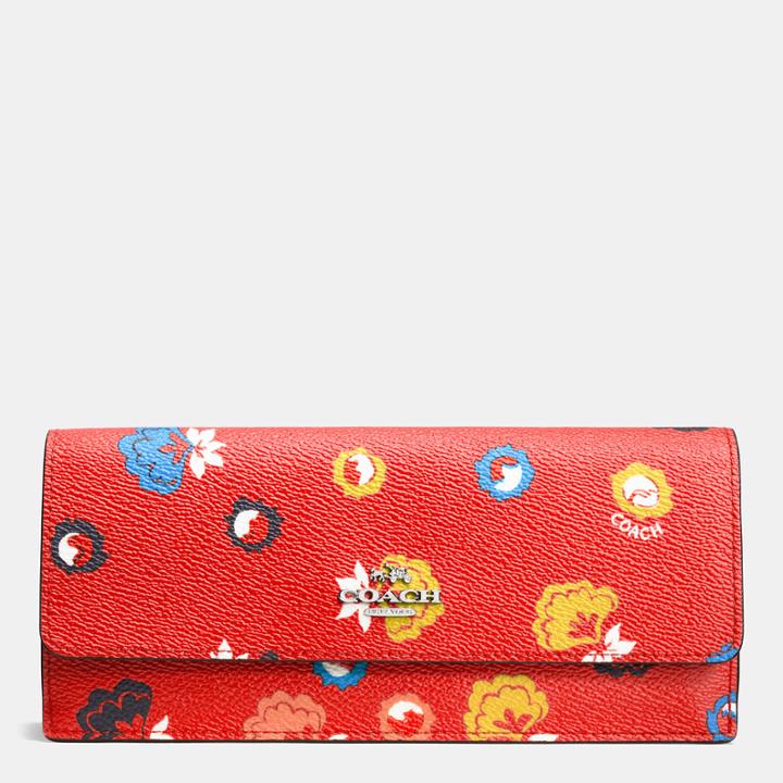 Coach Soft Wallet In Wild Prairie Print Coated Canvas