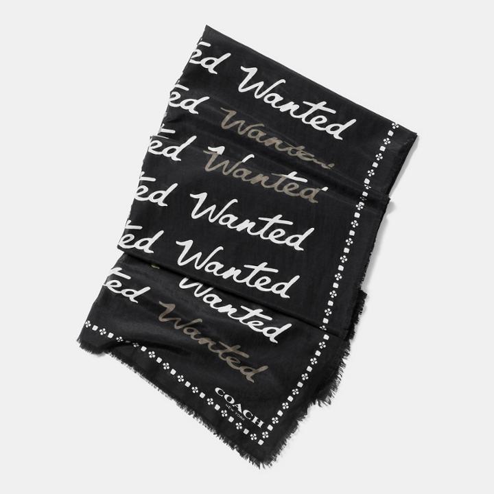 Coach Wanted Script Woven Shawl