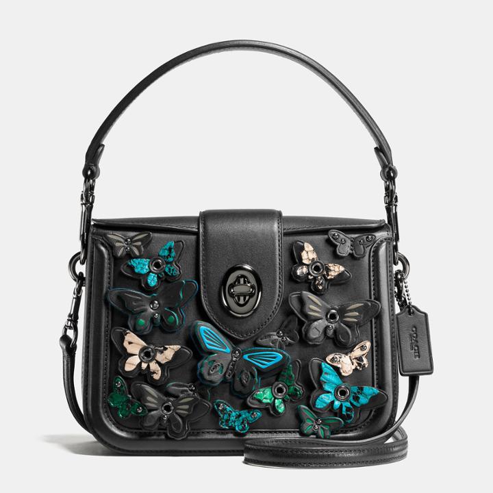 Coach Butterfly Applique Page Crossbody In Glovetanned Leather