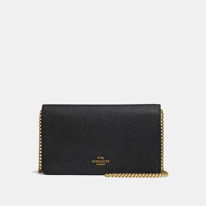Coach Foldover Chain Clutch In Grain Leather