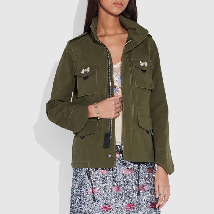 Coach Crystal Embellished M65 Jacket