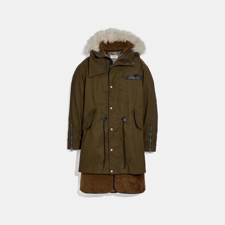 Coach Shearling Convertible Parka