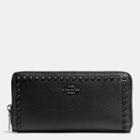 Coach Accordion Zip Wallet In Lacquer Rivets Pebble Leather