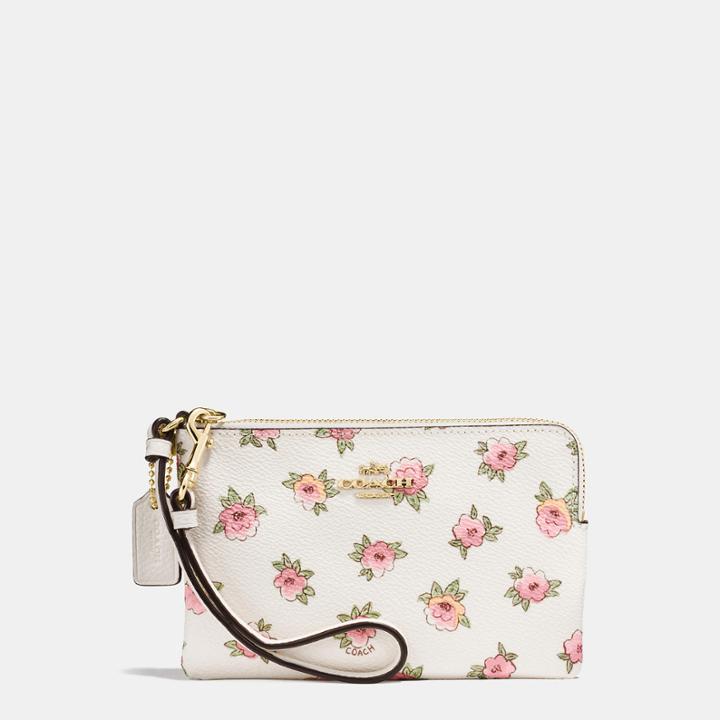 Coach Small Wristlet In Flower Patch Print Coated Canvas