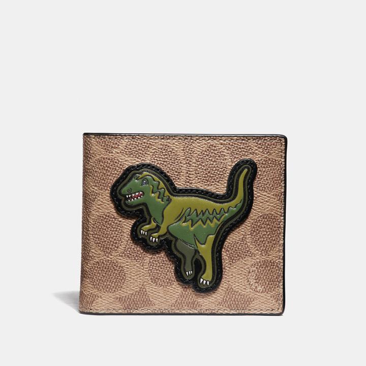 Coach Double Billfold Wallet In Signature Canvas With Rexy