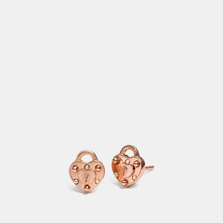 Coach Mini Demi-fine Padlock Heart Stud Earrings