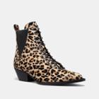 Coach Lace Up Bootie With Leopard Print
