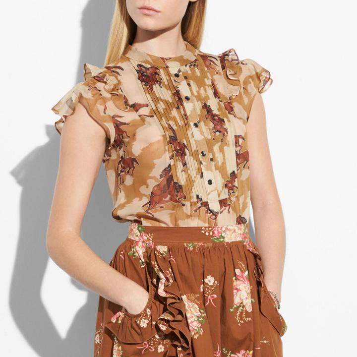 Coach Horse Print Sleeveless Blouse