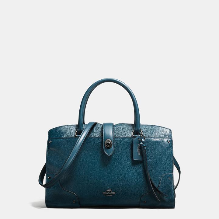 Coach Mercer Satchel 30 In Mixed Leathers With Whiplash Detail
