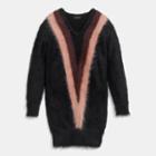 Coach Colorblock Brushed V-neck Sweater Dress