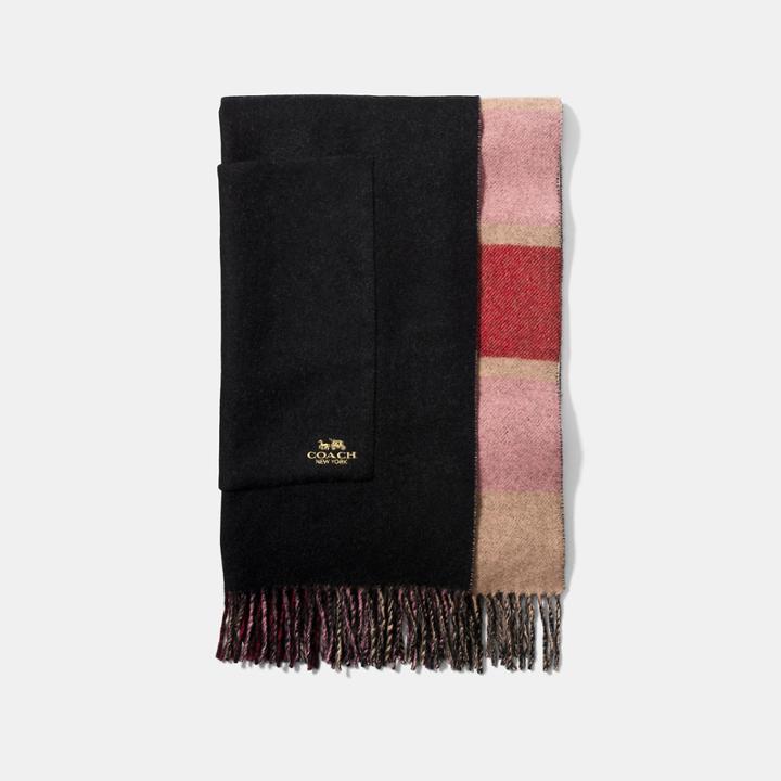 Coach Reversible Plaid Print Cashmere Oversized Muffler