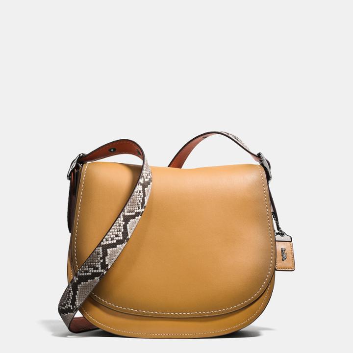 Coach Saddle Bag In Python Colorblock Leather