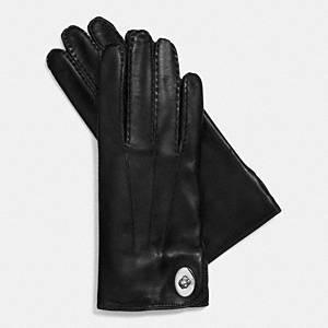Coach - Leather Turnlock Glove Black 6 1/2