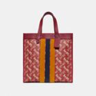 Coach Field Tote With Horse And Carriage Print And Varsity Stripe