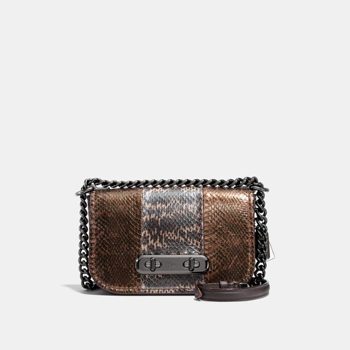 Coach Swagger Shoulder Bag 20 In Metallic Striped Mixed Snakeskin