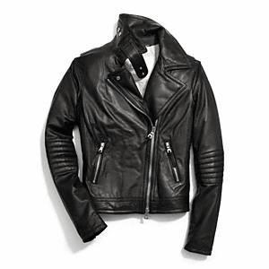 Coach - Slim Leather Moto Jacket Black L