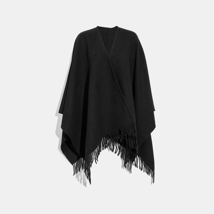 Coach Poncho With Floral Motif