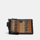 Coach Dreamer Wristlet With Signature Canvas Patchwork Stripes And Snakeskin Detail