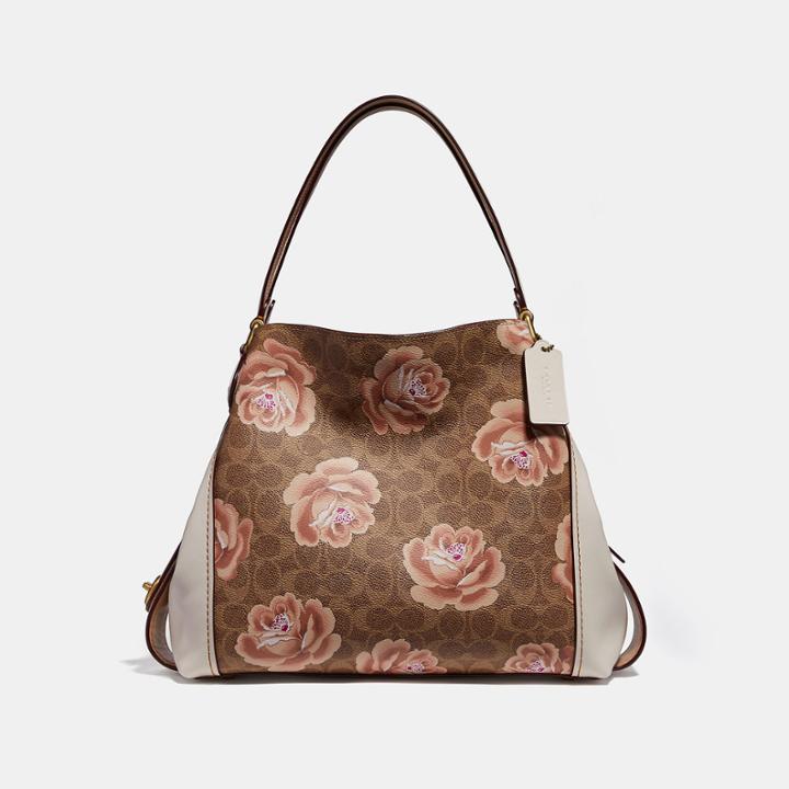 Coach Edie Shoulder Bag 31 In Signature Rose Print