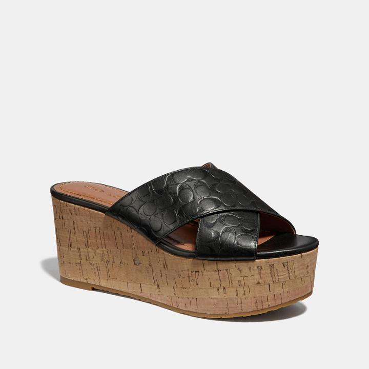 Coach Cross Band Wedge Slide Sandal