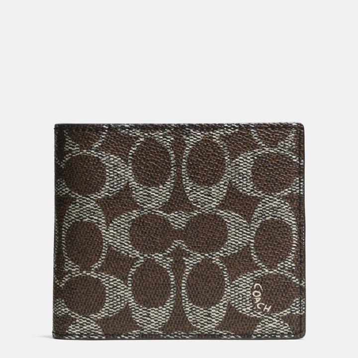 Coach Compact Id Wallet In Signature Canvas