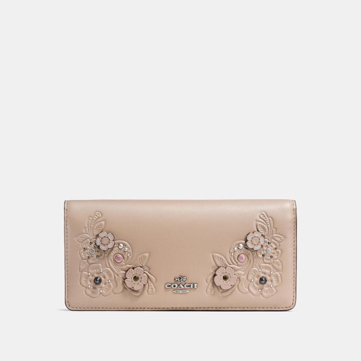 Coach Slim Wallet With Tea Rose Tooling