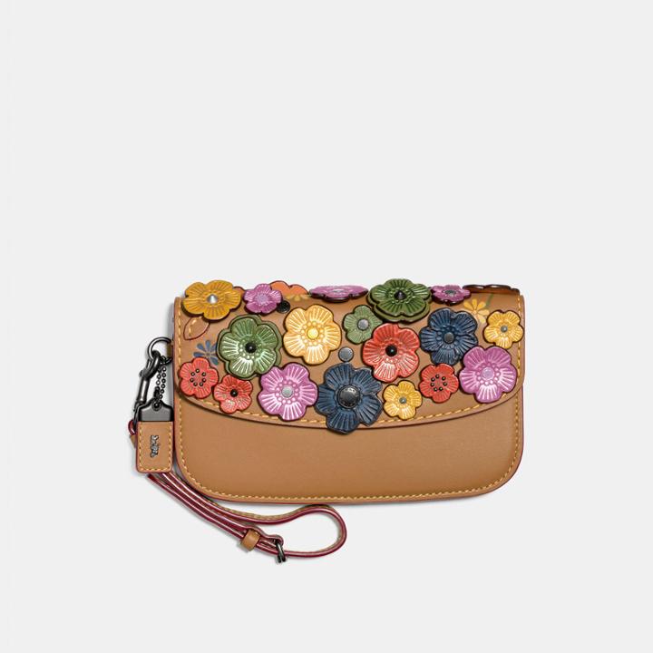 Coach Clutch With Small Tea Rose
