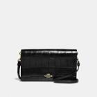 Coach Foldover Crossbody Clutch In Crocodile Embossed Leather