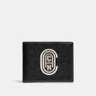 Coach Double Billfold Wallet In Signature Jacquard With Patch