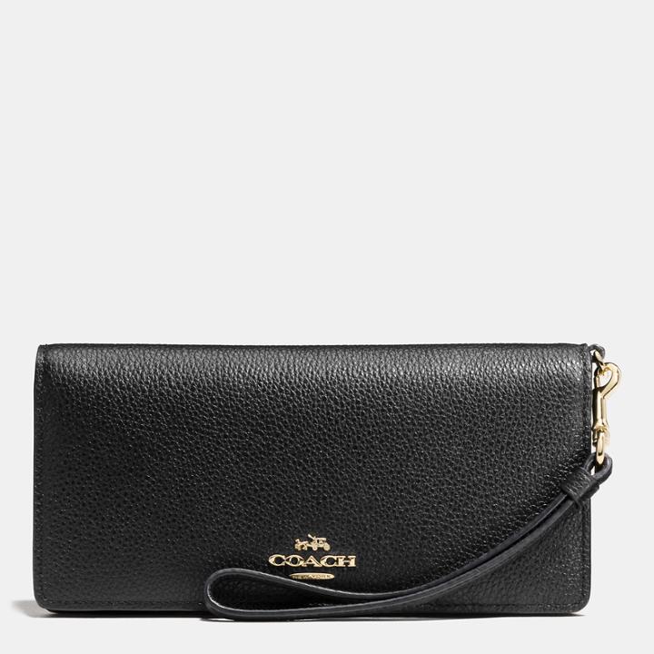 Coach Slim Wallet In Pebble Leather