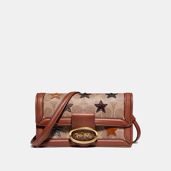 Coach Riley Convertible Belt Bag In Signature Canvas With Star Applique And Snakeskin Detail