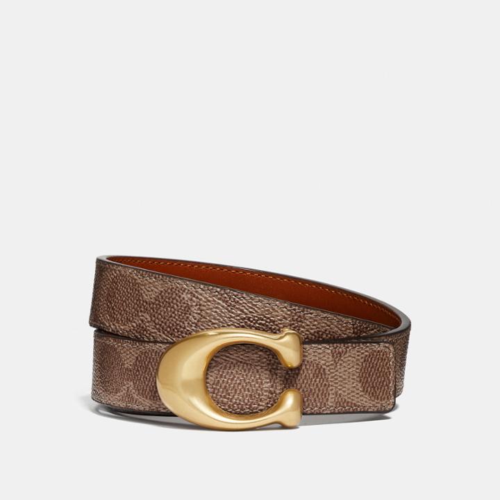 Coach Sculpted Signature Reversible Belt In Signature Canvas