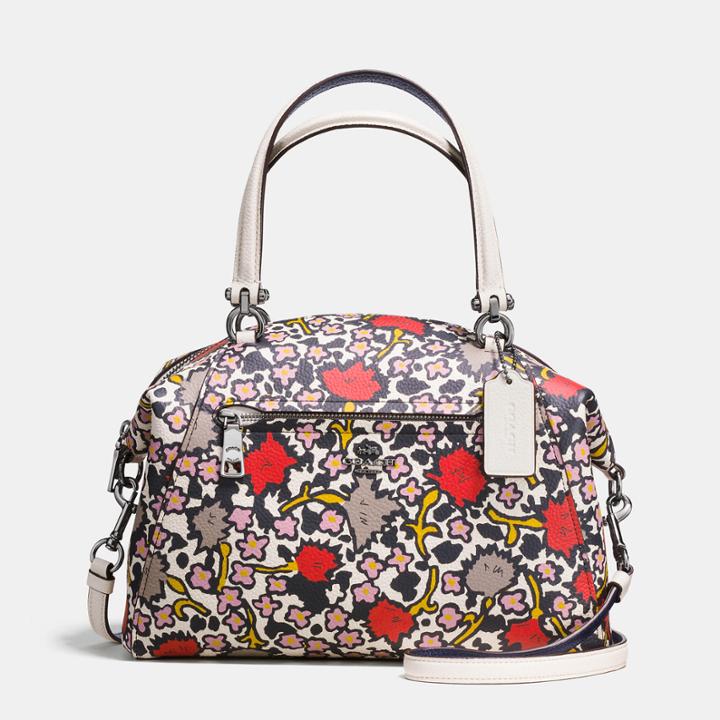 Coach Prairie Satchel In Polished Pebble Leather With Floral Print