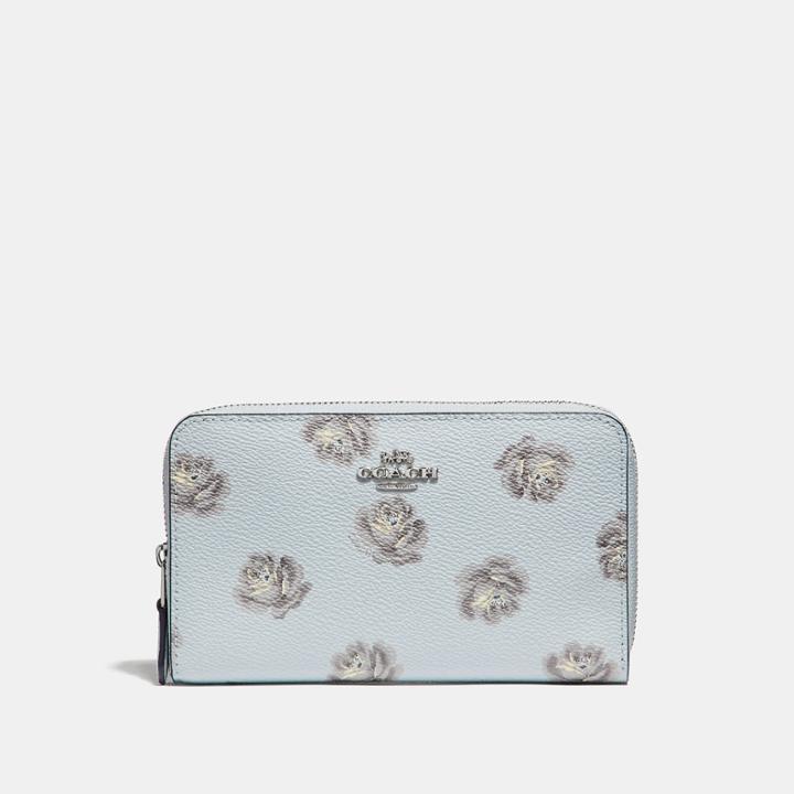Coach Medium Zip Around Wallet With Rose Print