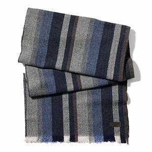 Coach   Wool Cashmere Variegated Stripe Scarf Navy Multi One