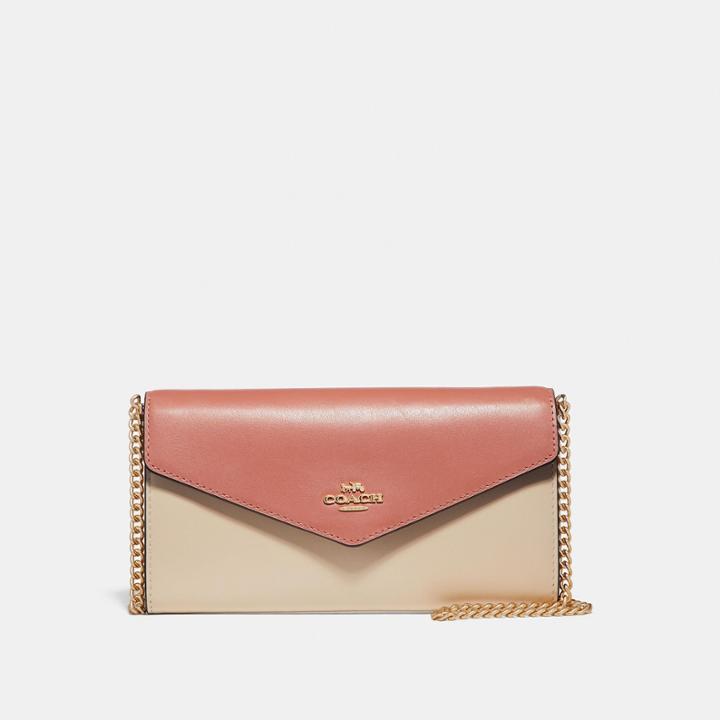 Coach Envelope Chain Wallet In Colorblock