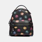 Coach Campus Backpack 23 In Polished Pebble Leather With Rainbow Rose Print